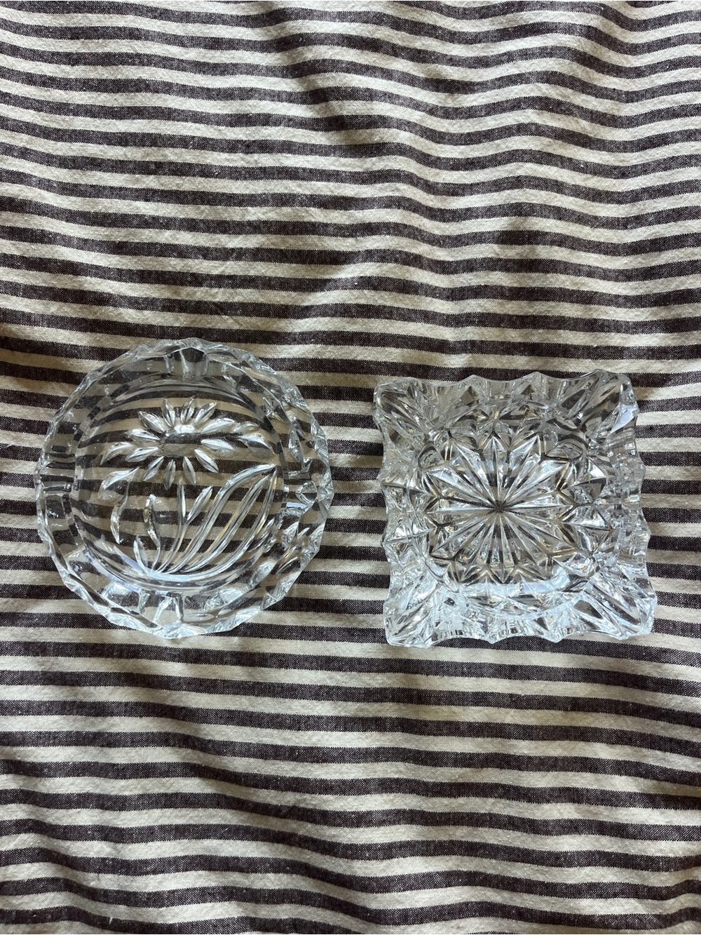 Clear Cut Crystal Trinket Dishes - Round & Square
